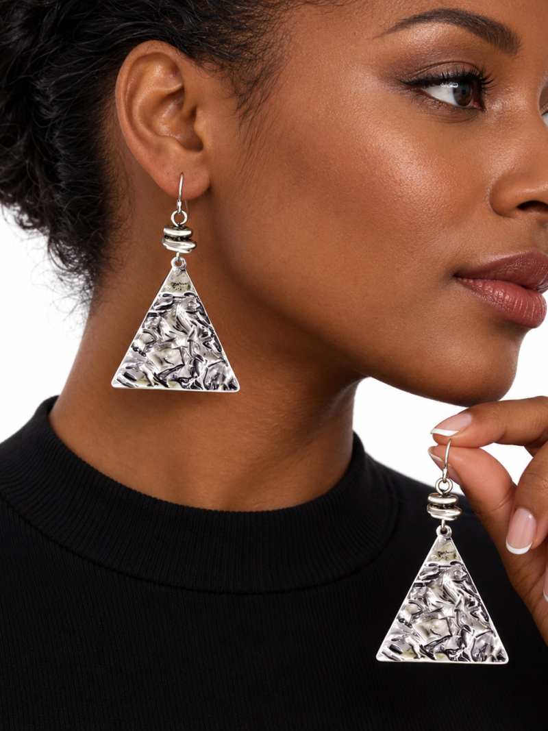 Pyramid Hammered Earrings/Studs