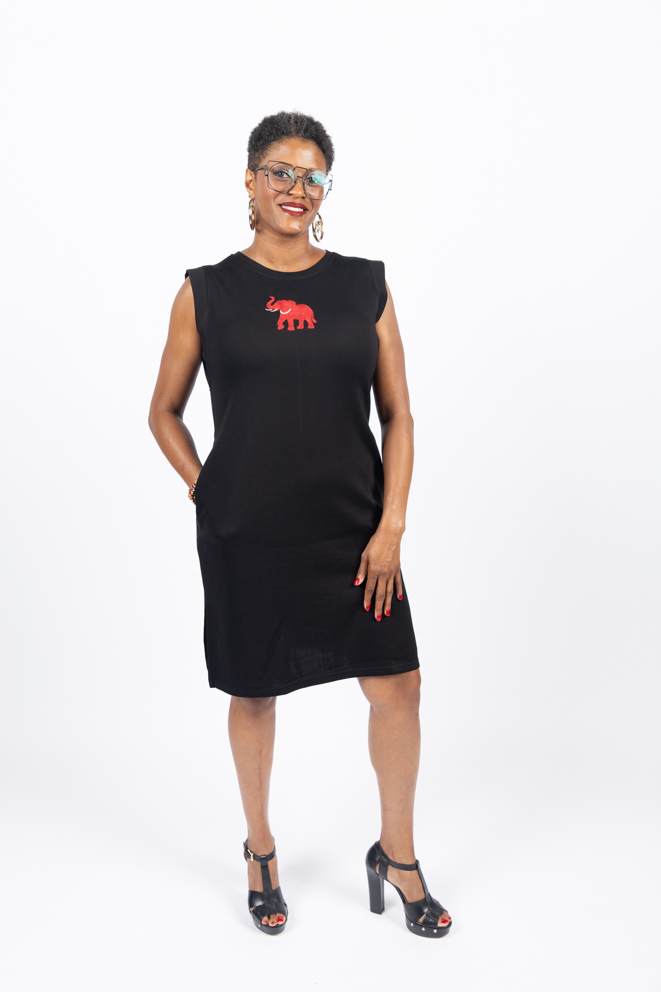 Red Elephant Midi Dress