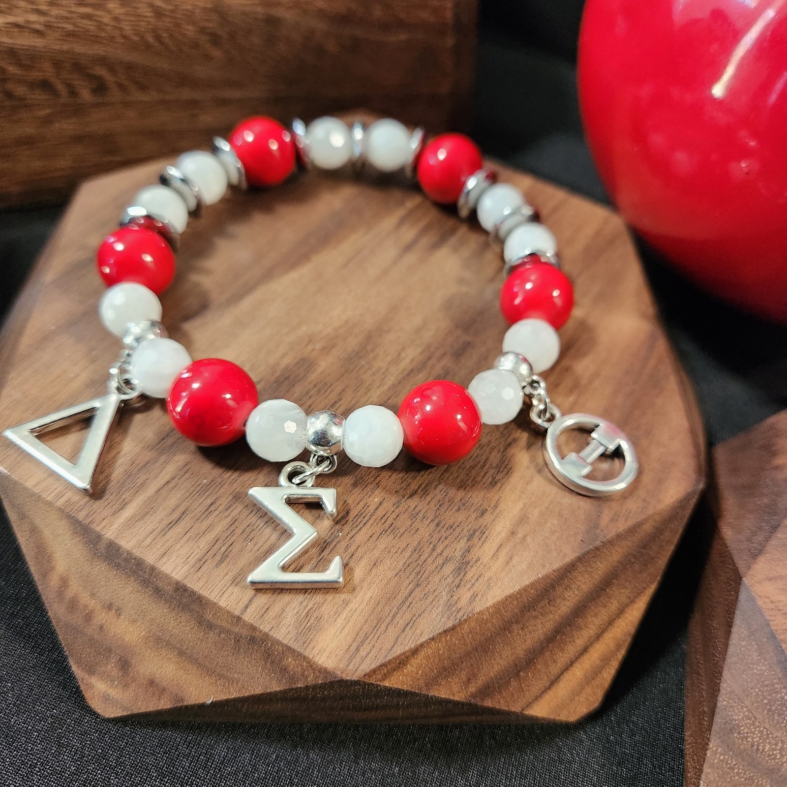 Handmade Delta Sigma Theta stone bracelet, one of one