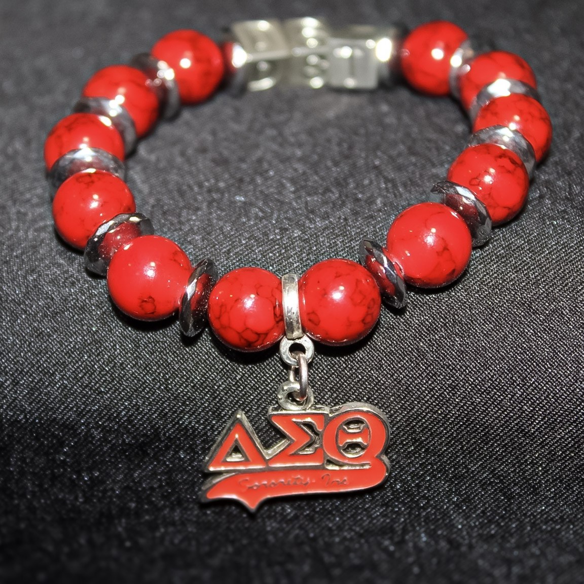 Handmade Delta Sigma Theta stone bracelet, one of one