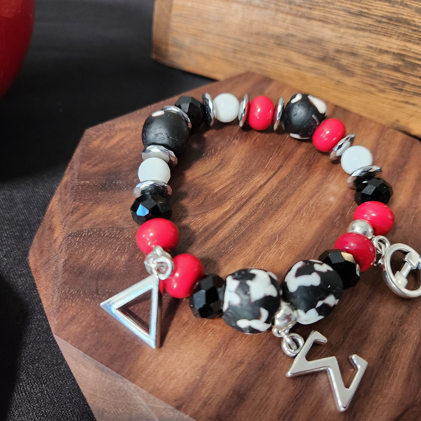 Handmade Delta Sigma Theta stone bracelet, one of one
