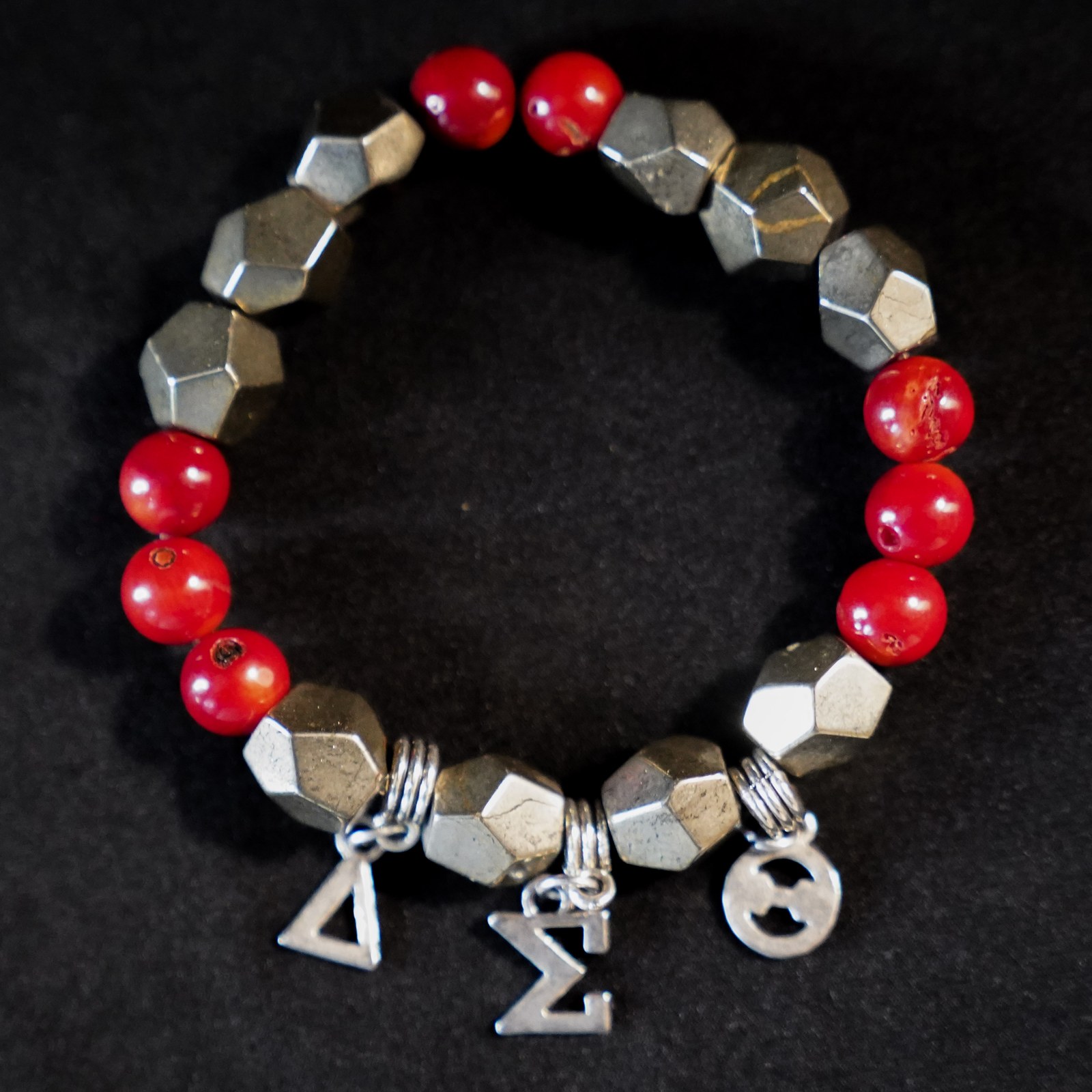 Handmade Delta Sigma Theta stone bracelet, one of one