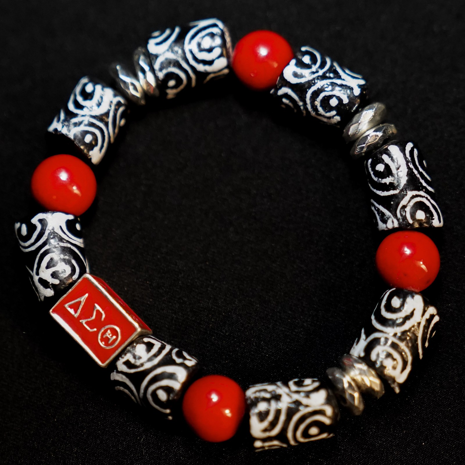 Handmade Delta Sigma Theta stone bracelet, one of one