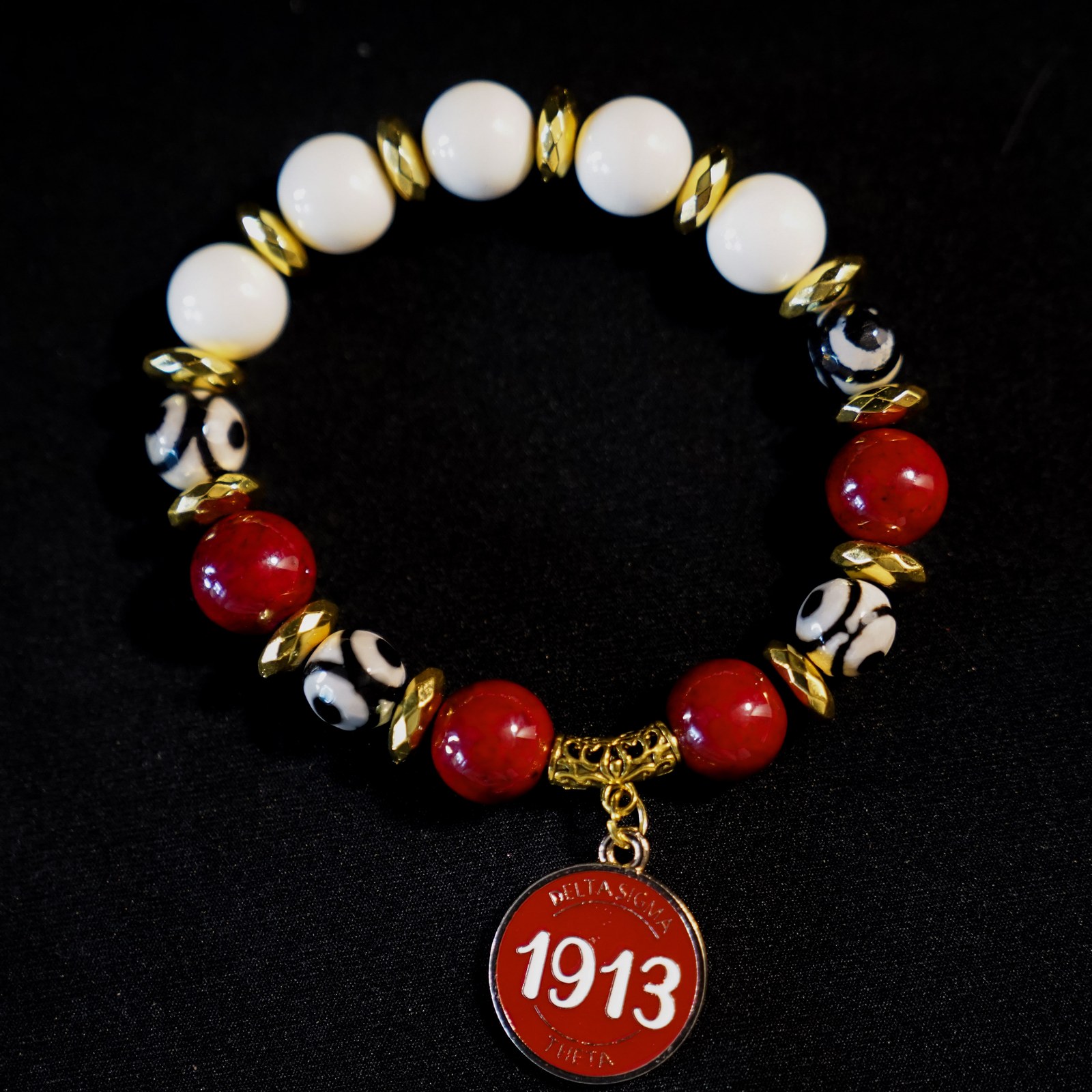 Handmade Delta Sigma Theta stone bracelet, one of one