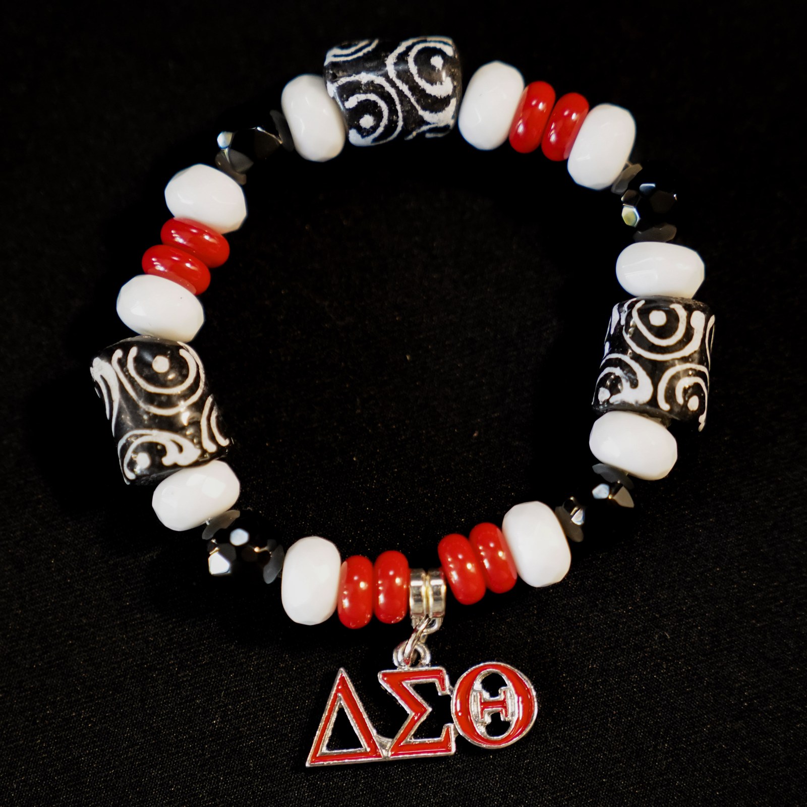 Handmade Delta Sigma Theta stone bracelet, one of one