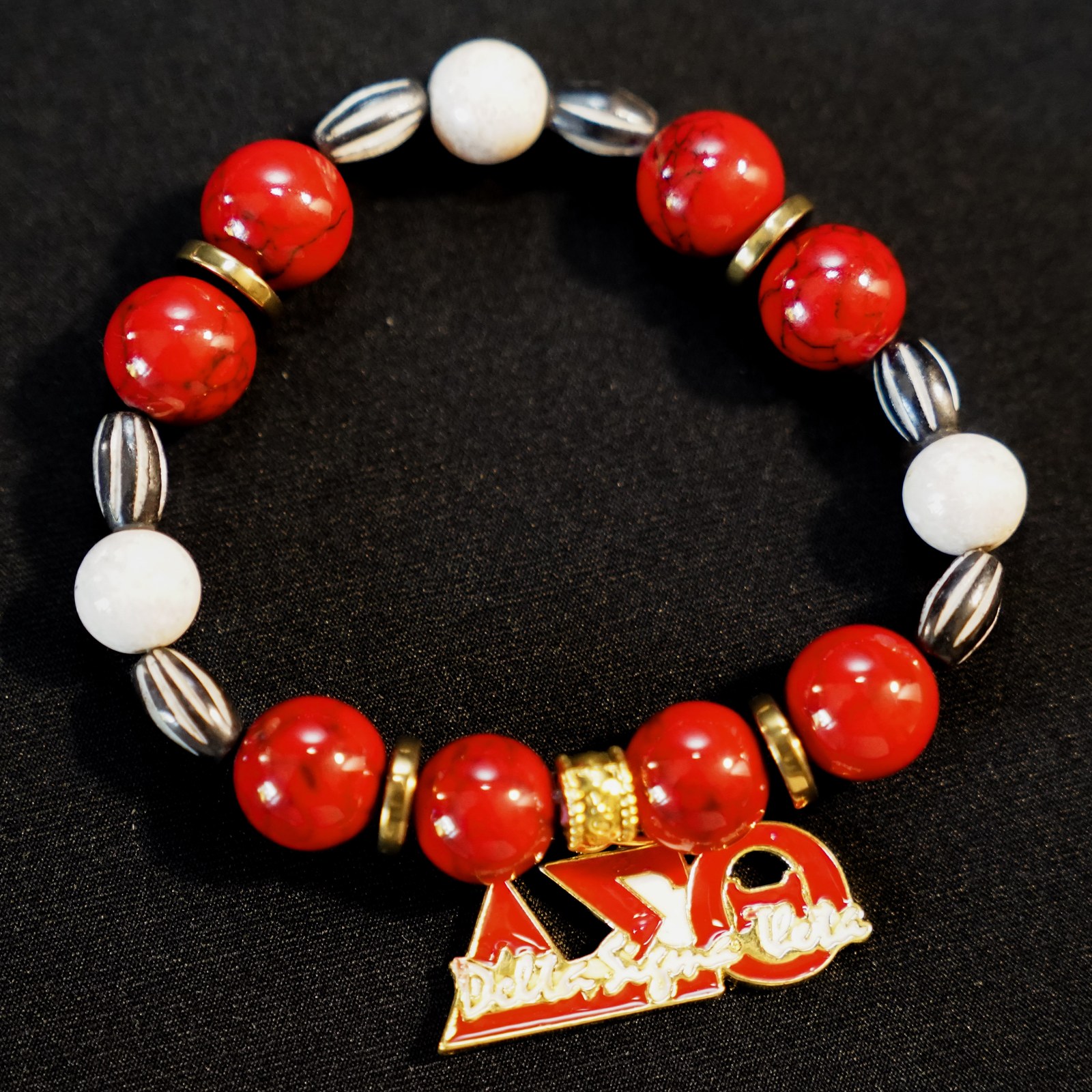 Handmade Delta Sigma Theta stone bracelet, one of one