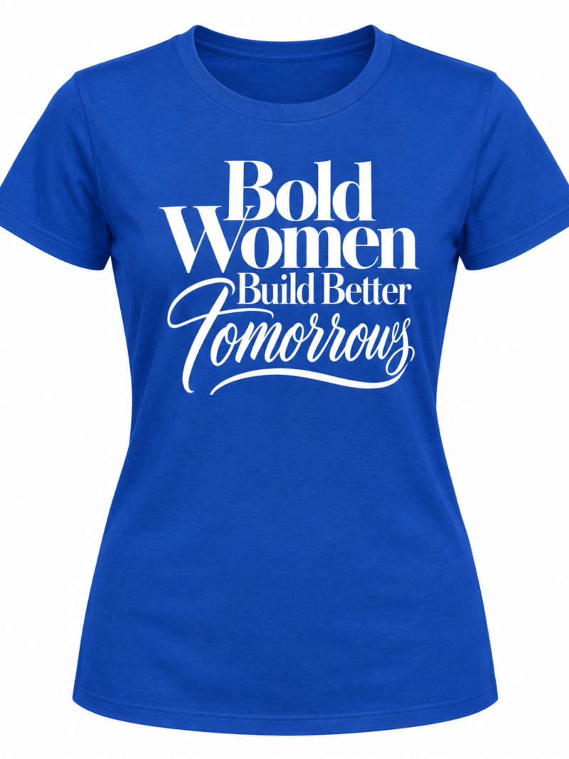 Bold Women Tee - Blue & White