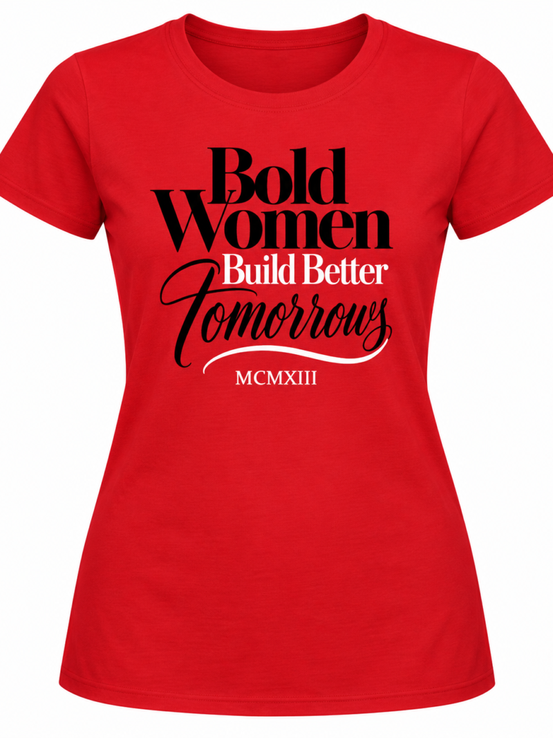 Bold Women Tee - Crimson & Cream