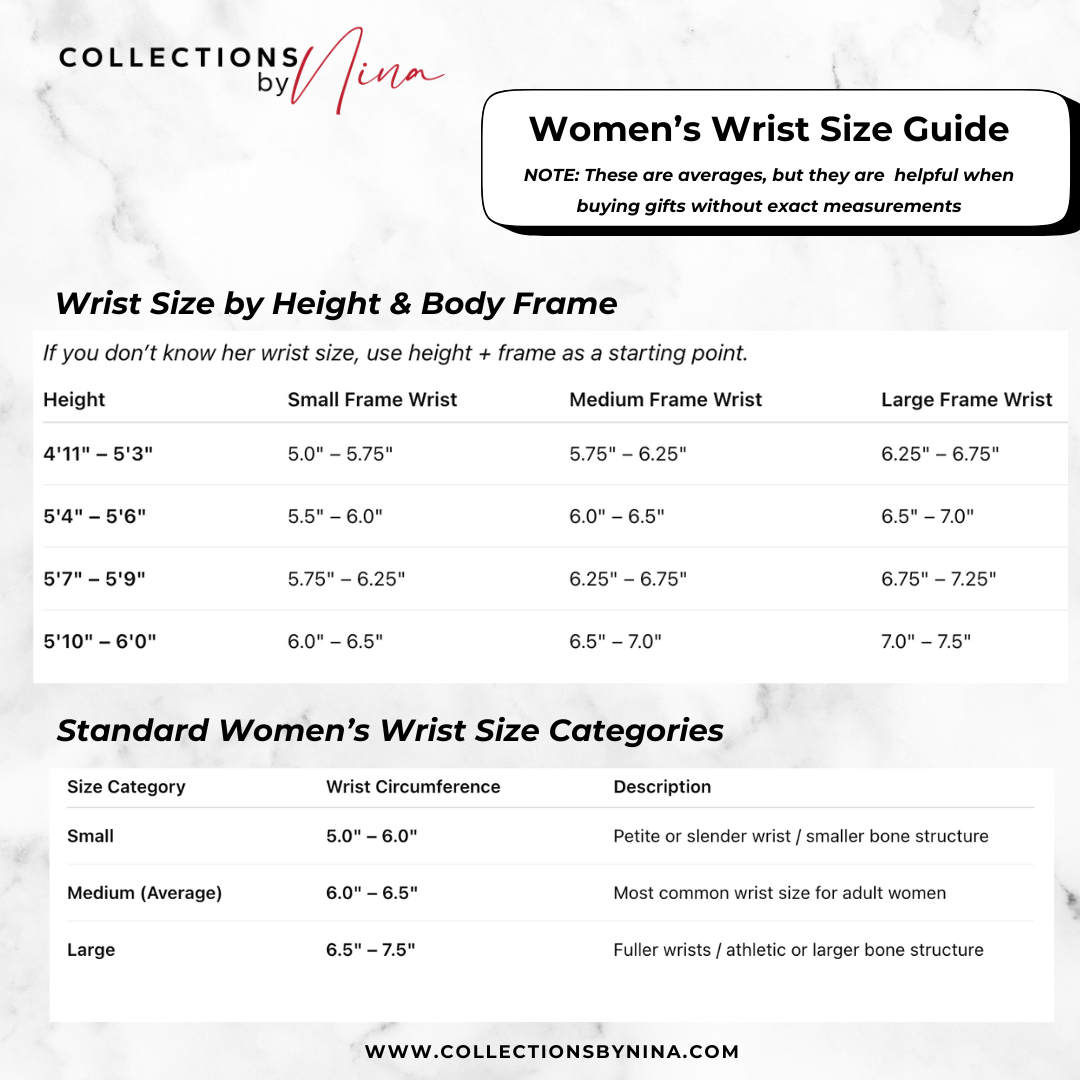 Bracelet wrist size guide